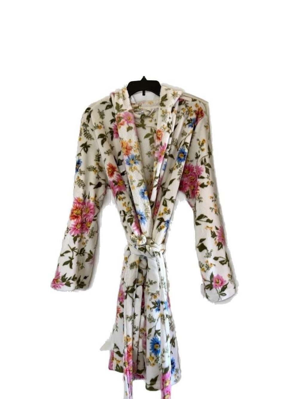 Wild Sage Hooded Plush Fleece Floral Bathrobe
